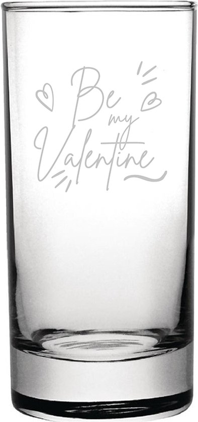 Gegraveerde longdrinkglas 28,5cl Be my valentine - valentijnsdag - valentijn