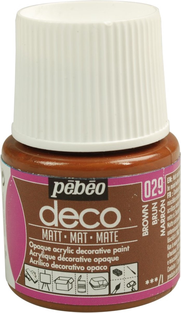 Verf bruin - acryl mat - dekkend - 45 ml - déco - Pébéo
