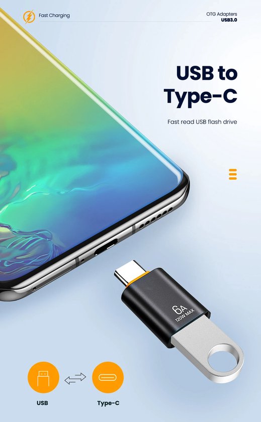 Swiftlink Adapter DrPhone SwiftLink C – Type-C Naar USB 3.0 USB Adapter – 10 Ampere – 10 ...