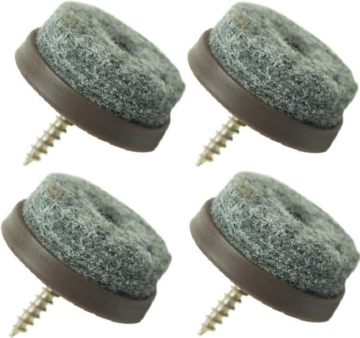 Meubel -/ stoelglijder vilt met schroef 28mm bruin set 4 stuks - stoelpoot - meubelglijder