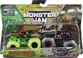 Hot wheels Monster Jam truck schaal 1:64 - double down 2-pack Mad-D maximum destruction & Alien Invasion - 9 cm