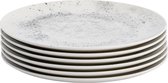 Lite-Body Hermes Ontbijtbord , Dessertbord - Set van 6 stuks - Ø20 cm - Fine Porselein - Wit spikkels grijs