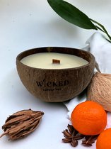 Wicked Candle Art - Geurkaars - Coconut Wax - Coconut Shell - Mandarin & Sandalwood