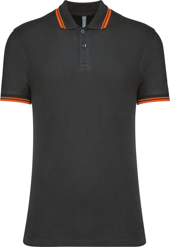 Kariban Gestreepte herenpolo korte mouwen K272 - Dark Grey / Orange - 4XL