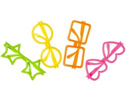 Feest Brillen 4 STUKS - Traktatie Feestbrillen - FeestBrillen Voor Kinderen & Volwassenen - Carnaval - Mix Kleur