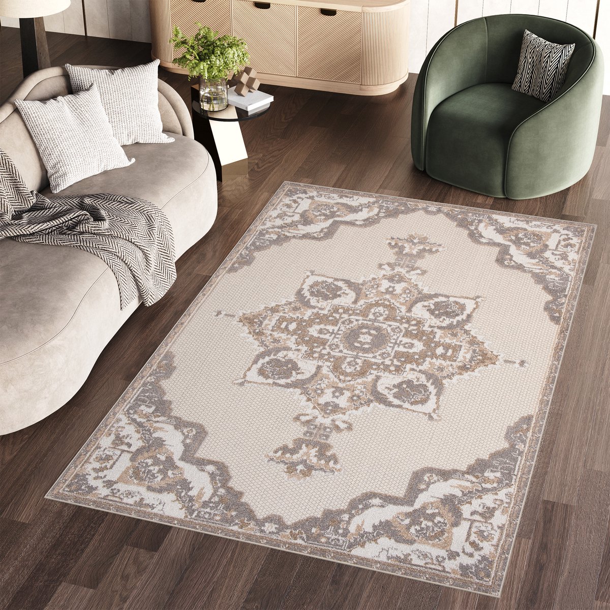 Tapiso Patio Indoor Tapijt Buitenkleed Tuintapijt Vloerkleed Outdoor Modern Maat- 200x300 Bruin Beige