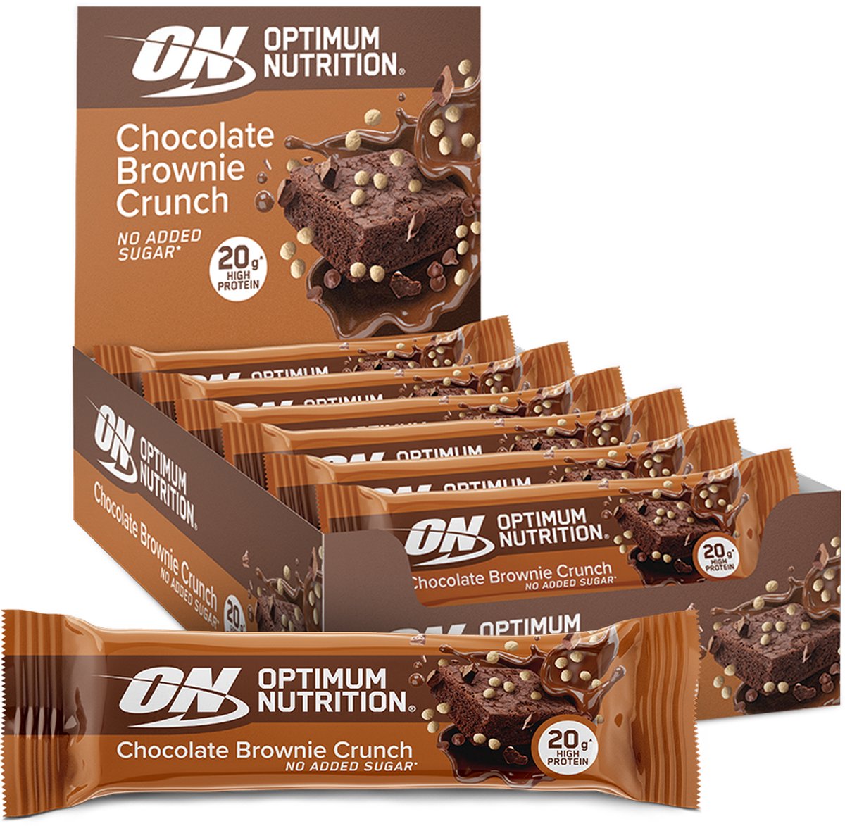 Goedkoopste Optimum Nutrition Protein Crunch Bars - Crunchy Chocolate Brownie Proteine Repen - Vegetarisch - 10 Eiwitrepen (650 gram
