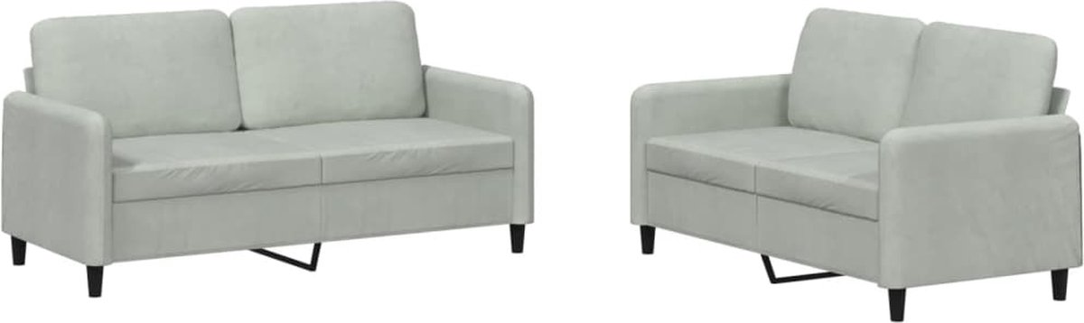 vidaXL - 2-delige - Loungeset - fluweel - lichtgrijs