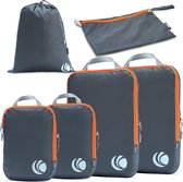 Set met compressieverpakkingsblokjes, ultralichte uitbreidbare reisorganisator voor handbagage (grijs, 6-pack)