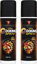 M Double You - PEM Cooking Spray (2 x 200 ml) - bakspray - spuitbus - anti aanbakspray - cholesterolvrij - met omega 3-6-9 - Voordeelverpakking