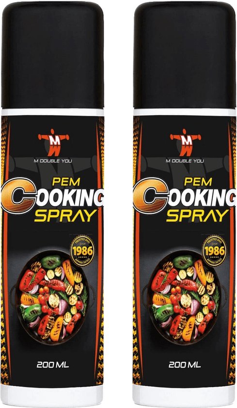 M Double You - PEM Cooking Spray (2 x 200 ml) - bakspray - spuitbus - anti aanbakspray - cholesterolvrij - met omega 3-6-9 - Voordeelverpakking - M Double You