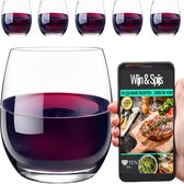 Bol.com TEN® Wijnglas zonder Voet 390ml - 6 stuks + 34 Culinaire Recepten - 6 stuks - Tumbler Stemless van Kristalglas - Kleine ... aanbieding