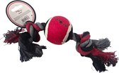 Jack And Vanilla Balboa speeltouw - Honden speelgoed - Balboa Trektouw Tennisbal - Zwart/grijs/rood - 28cm