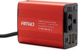 AMiO Stroom Omvormer 12V/230V Sigarettenplug naar Stopcontact Rood (2 x USB) 150W/300W