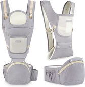 Moby-System AMY Sac de transport ergonomique 10 en 1, pour enfants de 0 à 36 mois, trois points d'appui : épaules, taille, hanches, sac de transport bébé en coton jusqu'à 15 kg, gris