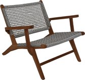 Eve Loungestoel - 67x80x80cm - Gebroken Wit - Teak/Bananenblad - tuin stoel, lounge stoel, loungestoel buiten, lounge stoel, loungezetel, tuinstoelen weerbestendig, tuinstoelkussens hoge rug, tuinstoelen