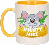 1x tasse / mug Mighty Mike - jaune avec blanc - céramique 300 ml - gobelets souris