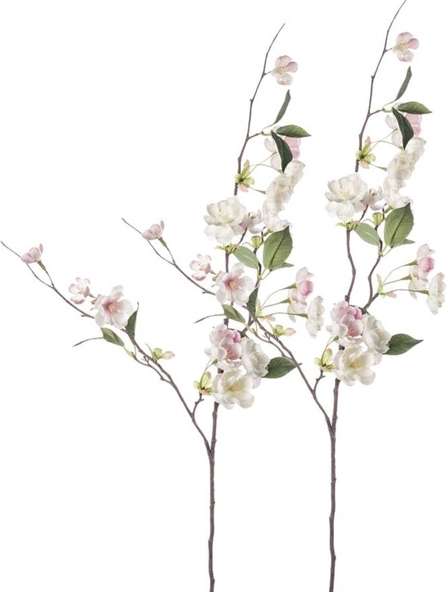 Kunstbloemen Perzik Bloesem tak - 2x - 80 cm - roze - kunststof decoratie - kleine bloemetjes - extra sfeer