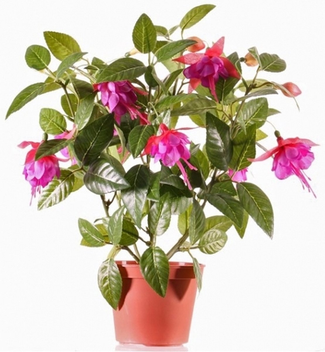 Bellatio flowers & plants kunstplant met bloemen - fuchsia roze - 30 cm - binnen