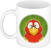 1x Papegaai beker / mok - 300 ml keramiek - papegaaien dieren beker voor kinderen