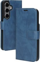 Mobiparts hoesje geschikt voor Samsung Galaxy S24 - Wallet/Boekhoesje - Eco Leer - Magneet Sluiting - Opberg vakken - Blauw