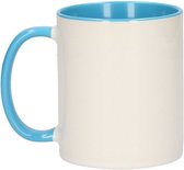 6x Wit met lichtblauwe blanco mokken - onbedrukte koffiemok
