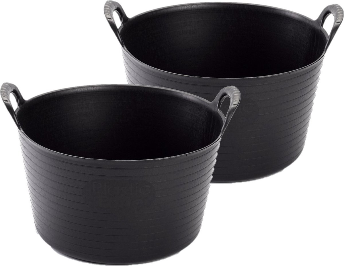 Goedkoopste Set van 5x stuks flexibele emmer/wasmand zwart 56 liter - Opbergmanden - Wasmanden - Flexibele emmers