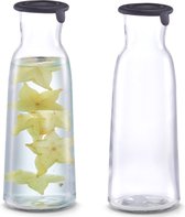 2x Carafes en Verres avec couvercle en silicone 1000 ml - Zeller - Ustensiles de cuisine - Carafes de table - Servir des boissons froides - Carafes/ pichets avec bouchon