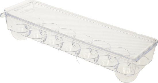 PlasticForte Boîte à œufs - porte-œufs organisateur de koelkast - 14 œufs - transparent - plastique - 37 x 11,5 cm