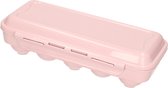 Plasticforte Eierdoos - koelkast organizer eierhouder - 10 eieren - licht roze - kunststof - 27 x 12,5 cm