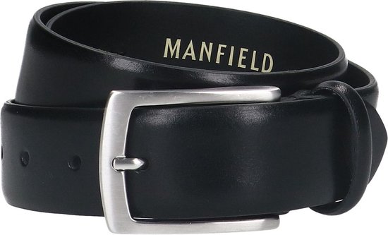 Manfield - Unisex - Zwarte leren riem - Maat 95