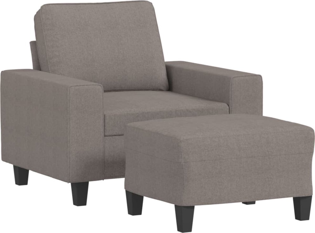 vidaXL Fauteuil - met - voetenbank - 60 - cm - stof - taupe
