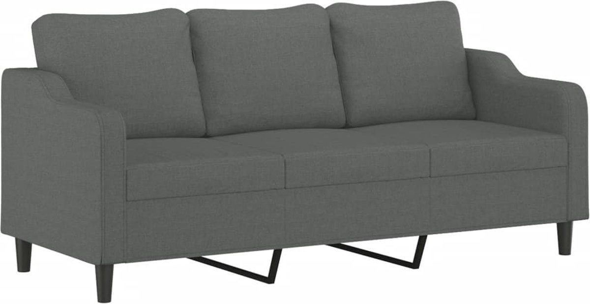vidaXL Driezitsbank - 180 - cm - stof - donkergrijs