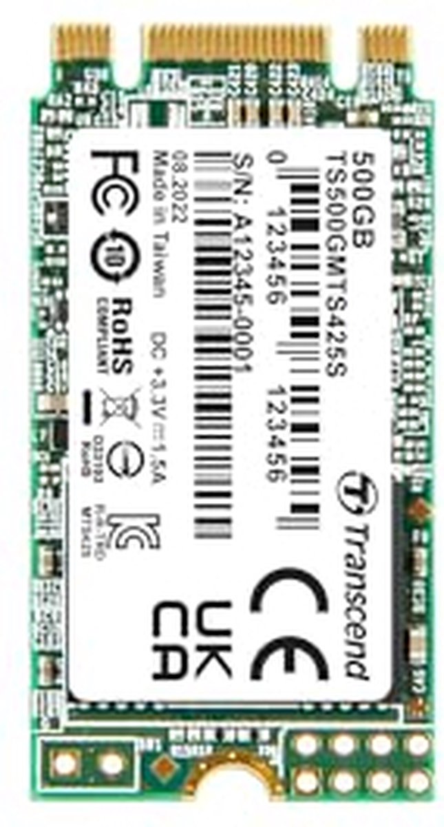 Transcend 425S - M.2 SSD 500GB - 530 MB/s Leessnelheid - SATA III