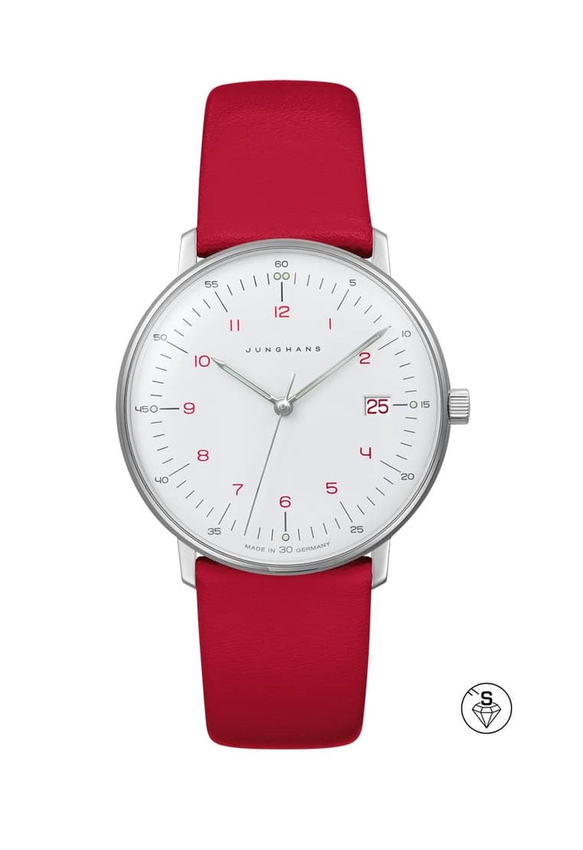 Junghans Max Bill ladies 47-4541.02 - dames horloge - quartz - rood - luxe - cadeautip
