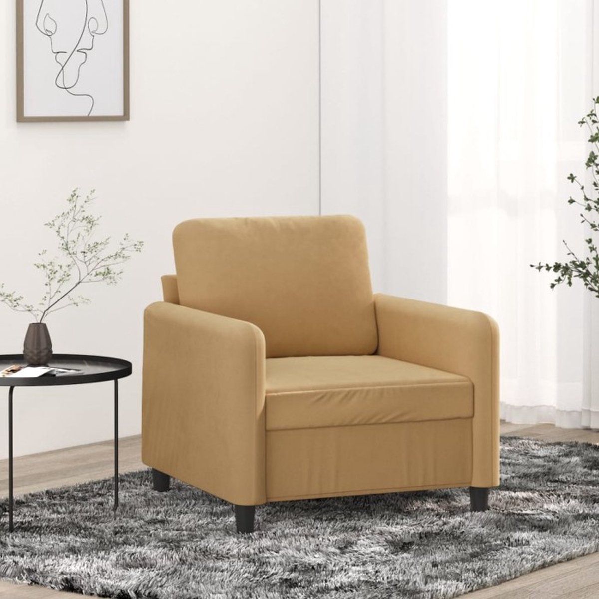 vidaXL - Fauteuil - 60 - cm - fluweel - bruin