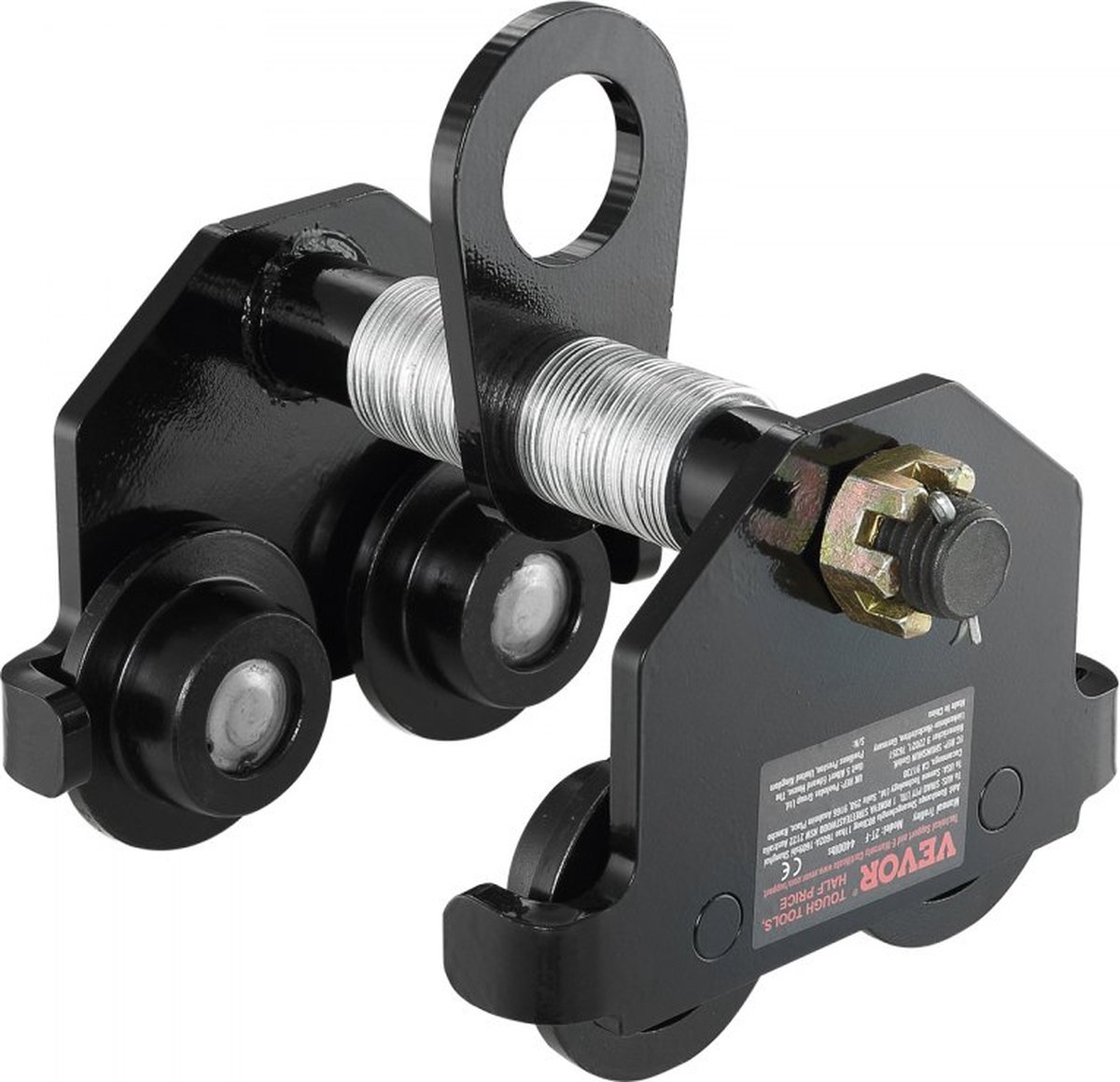 Loopkat 1 ton draagvermogen binnenkraan 63 5-177 8 mm verstelbare breedte kraan 55 x 220 x 240 mm verrijdbaar onderstel dubbele wieluitvoering steekwagen voor I en H balken binnenkraan laadkraan