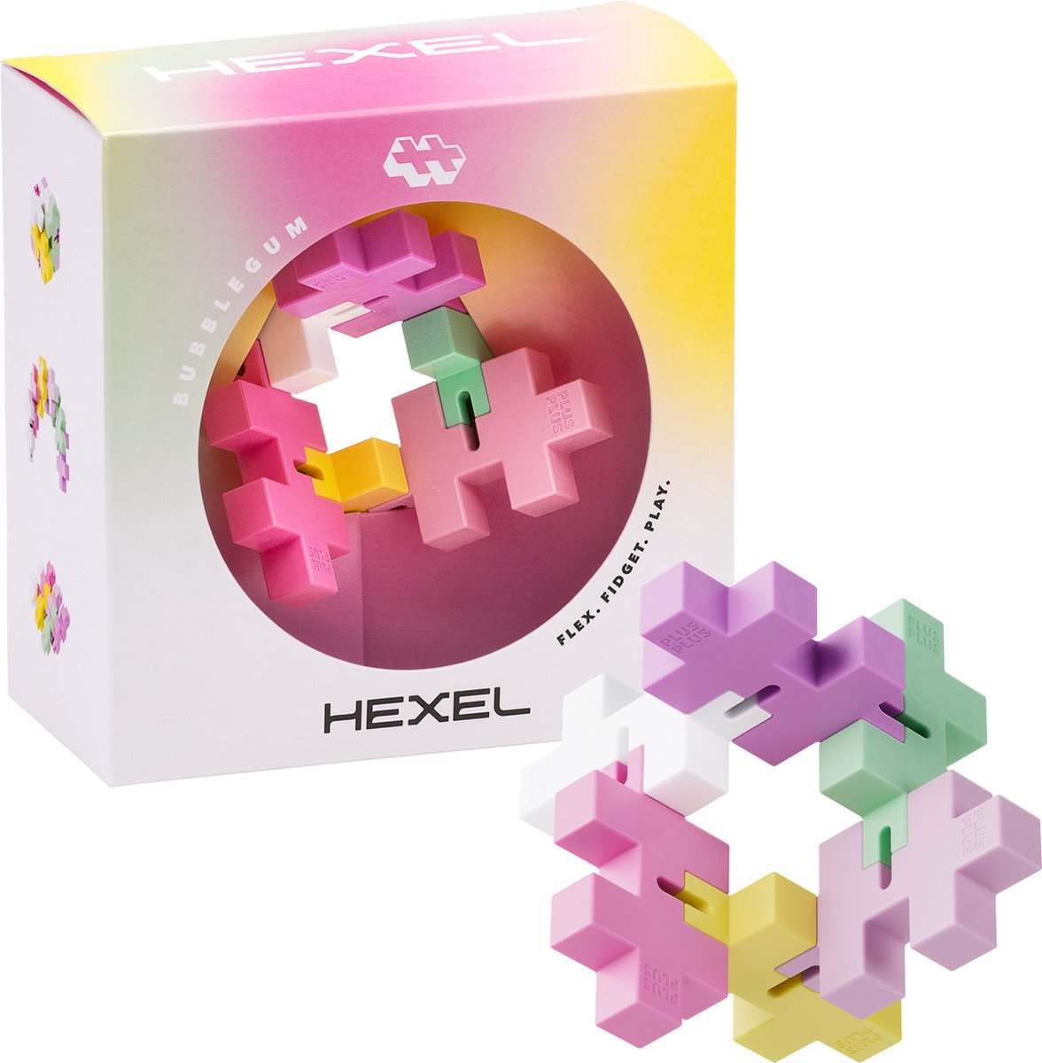 Plus-Plus HEXEL Bubblegum roze 6 delige fidget toy - 3487 - Vanaf 3 jaar