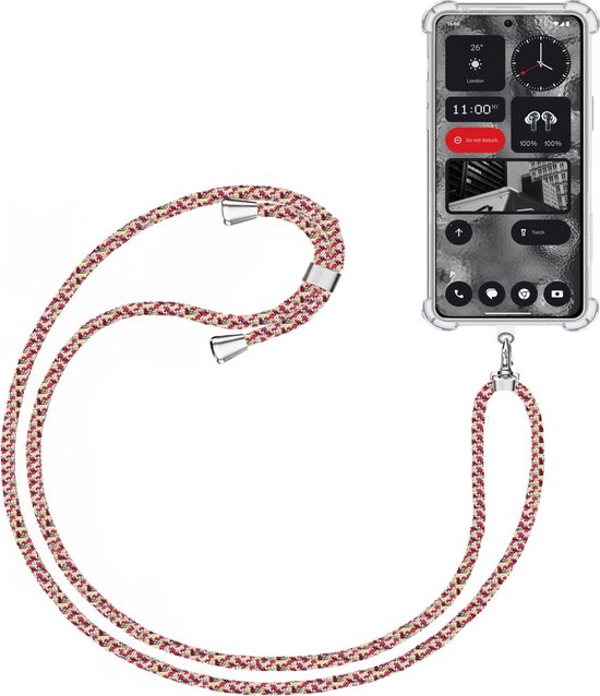 Telefoonkoord + Hoesje Geschikt voor Nothing Phone 2 - Lengte Verstelbaar - Telefoonketting - Shock Proof Case - Meerkleurig