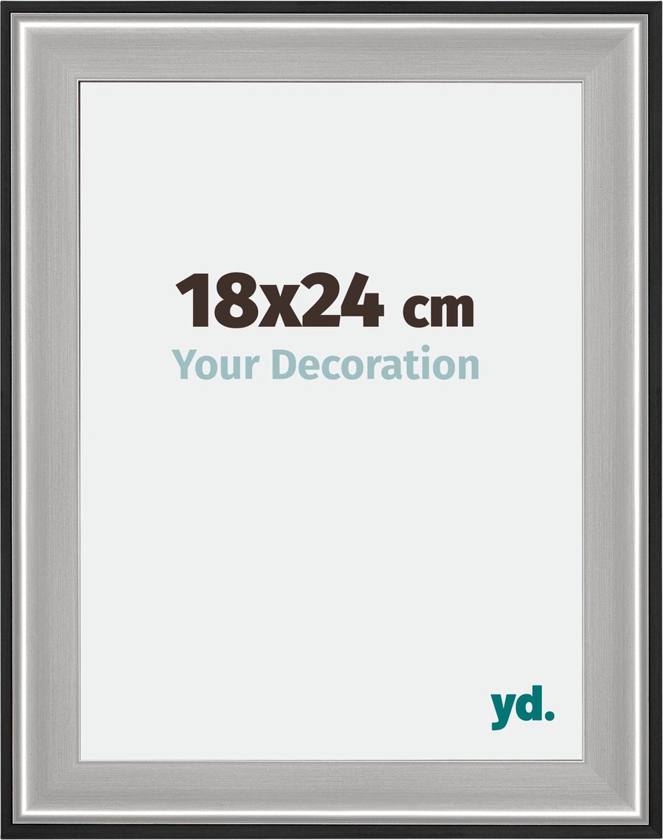 yd. Your Decoration - Fotolijst 18x24 cm - Hout - Zwart Zilver Gepolijst - Birmingham