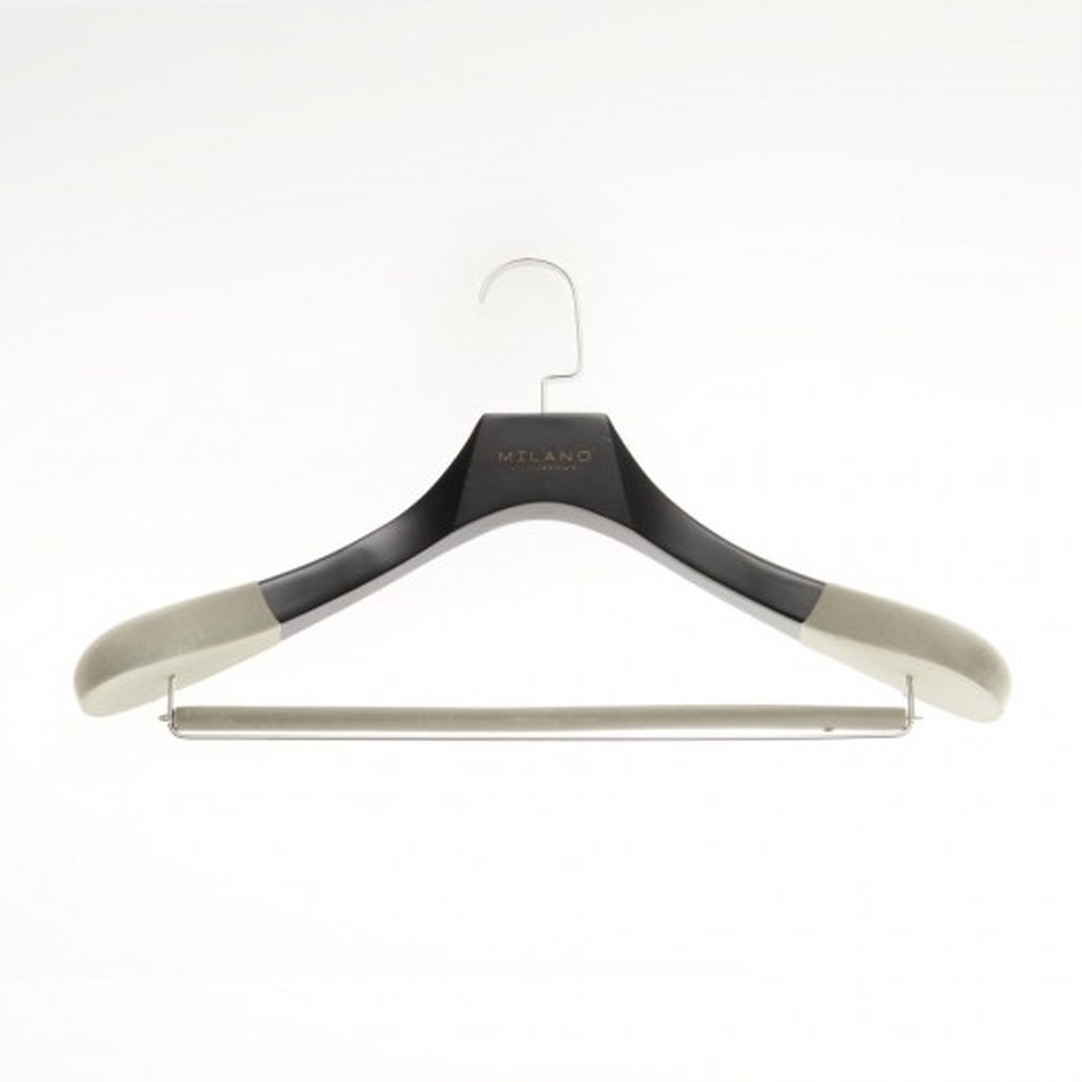 Milano Luxurious Kledinghanger met Broeklat – Kleerhangers – Kledinghangers Hout – Draaibare Chrome Haak – Antislip – Antique Gelakt – Zwart