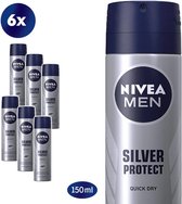 NIVEA Men Silver Protect Antibacteriële deodorant 150 ml - Voordeelverpakking 6 stuks