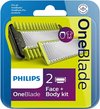 Philips Norelco OneBlade Kit Visage + Corps, 1 lame pour le visage, 1 pour le corps