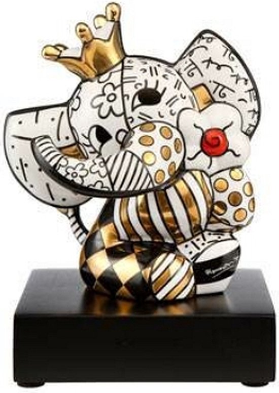 Goebel - Romero Britto | Statue / figurine décorative Elephant du Printemps Doré 14 | Porcelaine - Pop Art - 14cm