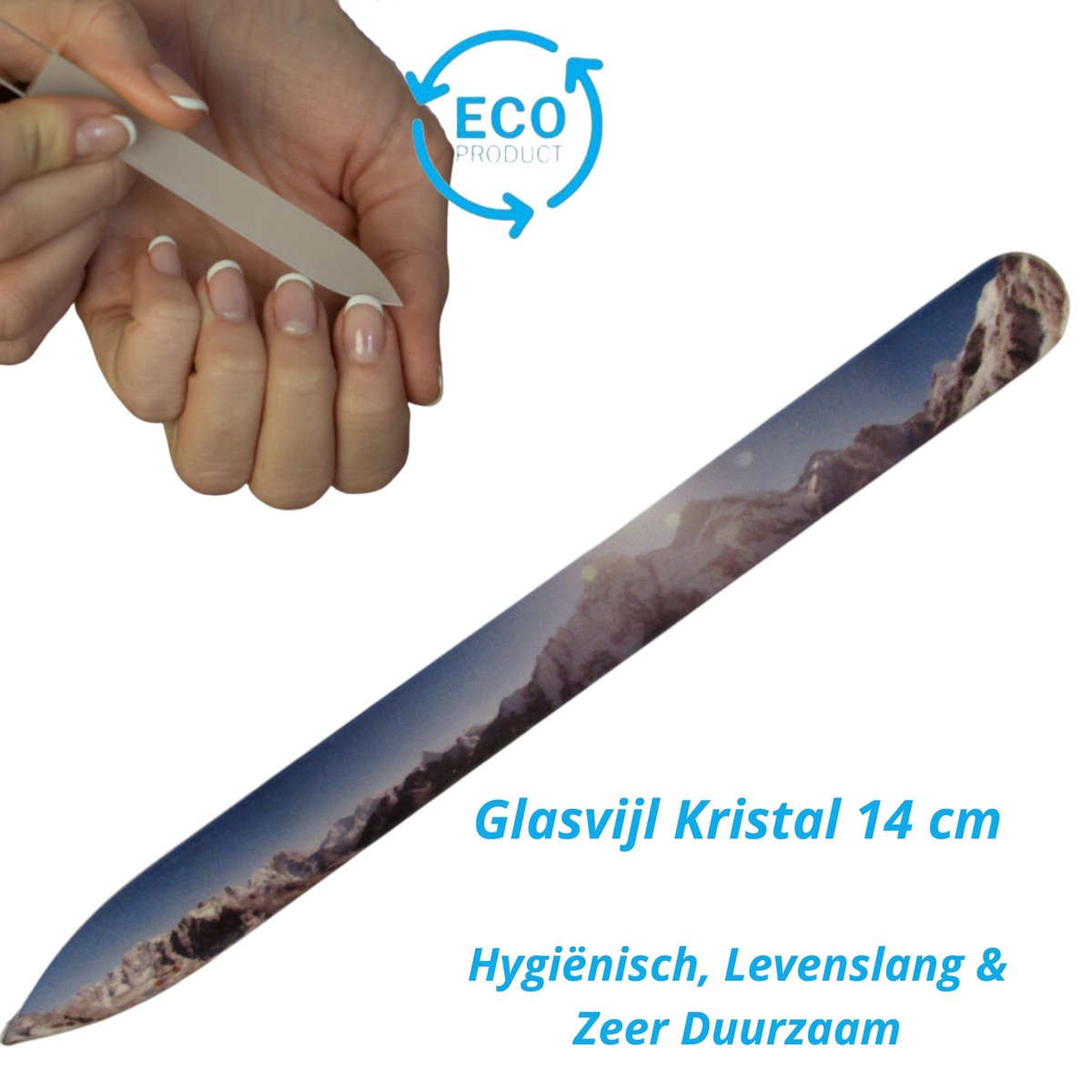 MILANO Nagelvijl - Glasvijl - Kristal - Glass nailfile - Enkelzijdig - Berglandschap - Levenslang mee - 814