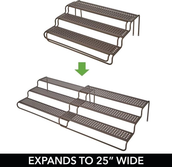 Foto: Kruidenrek perfect voor conservenblikken of potjes met kruiden en specerijen voor in de keuken uitschuifbaar staal met 3 etages brons