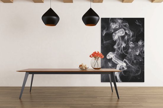 Canvas Schilderij - Abstract - Rook - Zwart - Grijs - Wanddecoratie - 90x60x2 cm