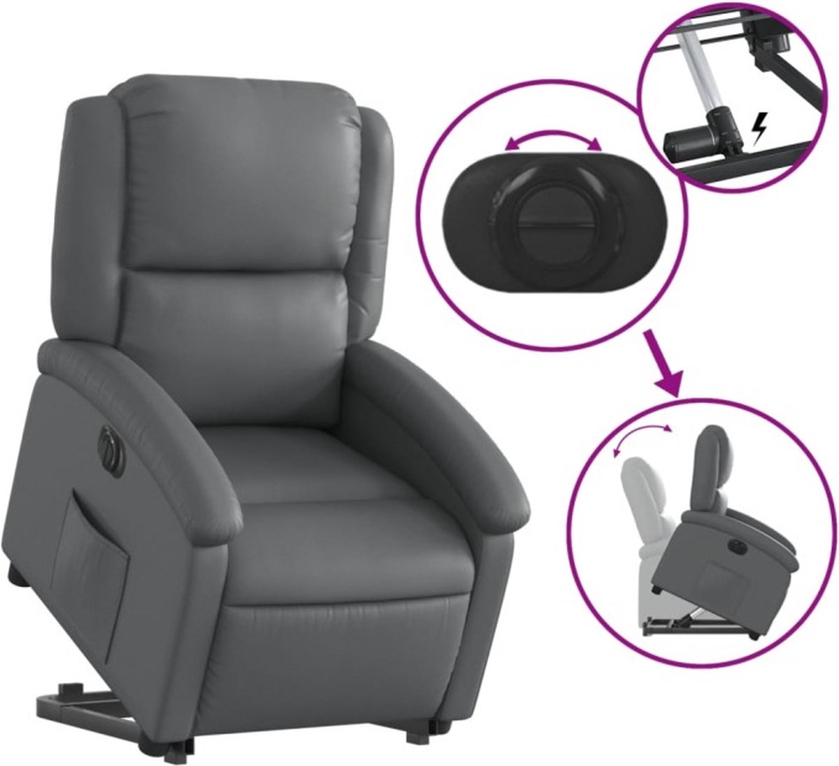 vidaXL vidaXL Elektrische Sta-opstoel Kunstleer - afbeelding 2