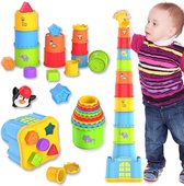 Stapelbekers 19 Stuks - 5 Aangepaste Dierenontwerpers - Educatief Baby Speelgoed 1+ Jaar - Veilig Materiaal