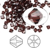 Swarovski Elements, 48 stuks Xilion Bicone kralen (5328), 4mm, burgundy